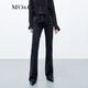 MO&Co.牛仔褲棉質(zhì)重工做舊洗水高腰中線(xiàn)微喇及地黑色牛仔褲摩安珂 牛仔黑色-第2批 XS 25