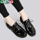 卡帝樂鱷魚 CARTELO 小皮鞋女百搭英倫風(fēng)簡(jiǎn)約樂福鞋 KDLNS-2558 鏡面黑 39 