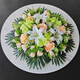 酒店圓桌中間擺花仿真花裝飾花飯店餐桌轉(zhuǎn)盤(pán)桌面擺件假花花藝 優(yōu)雅香檳色圓桌花 60厘米直徑