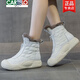 卡帝樂(lè )鱷魚(yú)（CARTELO）2025冬新款平底雪地靴牛皮女靴子加絨兔毛毛靴東北棉鞋百搭短靴潮 米白 38