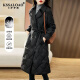 卡萨罗澳品牌羽绒服女中长款2023冬装新款西装领修身气质白鸭绒保暖外套 黑色 L（120-135斤）