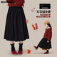 moonkids女童秋冬半身裙燈芯絨長(cháng)裙子2025新款兒童冬裝加厚中長(cháng)款傘裙大童 4541黑色燈芯絨長(cháng)裙 110 cm