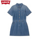 Levi's李維斯女士美式短款時(shí)尚潮流收腰顯瘦藍(lán)色ins風(fēng)牛仔連衣裙 深藍(lán)色 M