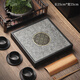 鳳陶凰（FENG TAO  HUANG）烏金石茶盤(pán)家用 現代簡(jiǎn)約石材儲水排水雙用茶臺干泡托盤(pán)小型茶海 同心烏金石排水蓄水雙用正方（25*25）