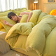 南極人冬季加厚牛奶絨床上四件套雙面加絨純色被套珊瑚法蘭絨床單三件套 橄欖綠 1.8m床單款四件套-被套200x230cm