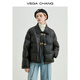 VEGA CHANG2025年冬新款啞光皮美拉德羽絨服女冬小個(gè)子外套ins 黑色 M