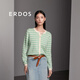 ERDOS 春夏圓領刺繡絲絨混紡虛提小香風復古減齡針織衫女開衫羊絨衫 冰沙綠 165/88A/L