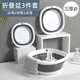 羽爾樂(lè )折疊盆便攜式旅行家用折疊洗臉盆大號學(xué)生宿舍用洗衣塑料嬰兒臉盆 灰白3個(gè)裝＋掛鉤【大中小】