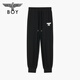 BOY LONDON春夏男女同款休閑褲撞色印花一字袋束腳褲N15003 黑色 M