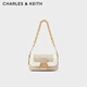 CHARLES&KEITH純色鏈條金屬扣小方包單肩包腋下包包女包生日禮物CK2-20671431 Beige米色 S