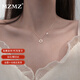 MZMZ品牌項鏈女銀鍍玫瑰金H字母圓牌吊墜鎖骨鏈生日紀念日禮物送女友 字母H項鏈-香檳金色