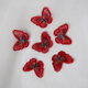 日美新蝴蝶花朵布貼破洞補丁貼歐根紗衣服帽子蕾絲繡花手縫修補貼裝飾貼 紅色蝴蝶(6朵裝)