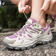 JACK WOKEKNSN狼爪云登山鞋女夏季戶(hù)外防水防滑耐磨透氣山地徒步鞋輕便運動(dòng)鞋男 米白/紫色  女款【偏小一碼】 38