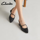Clarks其樂(lè )莎莎小姐系列女鞋新款優(yōu)雅尖頭后空涼拖方跟單鞋 黑色 261767824 37