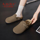 奧古獅登勃肯鞋女款2026新款春季復古牛皮軟底一腳蹬博肯鞋包頭半拖鞋外穿 133147 卡其色【偏小半碼】 38