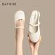 達芙妮包頭半拖鞋女牛皮百搭涼拖瑪麗珍穆勒鞋子女4024303180 米色 39