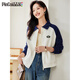 品彩（PinCai）衛衣外套女復古港風(fēng)休閑開(kāi)衫插肩袖外穿上衣P143W1003