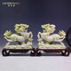 莫尼森  MOREISAN天然玉石藍(lán)田玉麒麟擺件工藝品客廳玄關(guān)酒柜辦公室喬遷開業(yè)禮品 一對麒麟