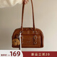 南風(fēng)Chio2nd復古休閑枕頭包包女包2026秋冬女士保齡球包通 棕色【今日拍送小狗掛件】