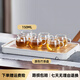 茶皇子茶杯玻璃品茗杯高硼硅耐熱純手工制作透明小水杯帶把手喝茶品杯 透明6杯+白色茶盤(pán)