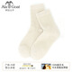 Ala Goat100%綿羊毛襪子男女秋冬加厚中筒防臭襪男童女童兒童純羊毛保暖襪 米白 1雙 M：36-40