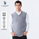 U.S. POLO ASSN.馬甲男針織背心男士商務(wù)休閑含羊毛V領(lǐng)寬松打底衫裝 灰色 L