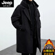 JEEP SPIRIT2025秋冬新款韓版大衣外套男士潮流假兩件連帽中長(cháng)款風(fēng)衣派克服男 FY002黑色 加棉 5XL 205-220斤