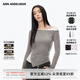 ANN ANDELMAN【王玉雯同款】官方直營(yíng)不規則斜肩長(cháng)袖T恤假兩件上衣 灰色 S