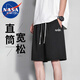 NASA MARVEL七夕情人節(jié)禮物短褲男夏季五分褲休閑運(yùn)動(dòng)中褲寬松潮流褲 黑色