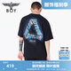 BOY LONDON【魔法星辰】夏男女同款珠光閃粉燙鉆T恤N01002 黑色 M