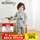 Milkbarn2025新品嬰兒加厚連體衣服寶寶哈衣嬰幼兒秋冬純棉爬爬服 清灰綠 90cm (18-24月-參考身高80-90cm)