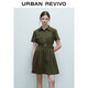 UR2025春季新款女裝休閑工裝風(fēng)腰帶短袖連衣裙UYY750018