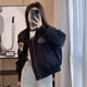 BMOI美式棒球服棉服外套女2025年春秋新款小個(gè)子短款氣質(zhì)百搭夾克上衣 黑色【加棉】 加厚 100-115斤 M