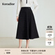 珂萊蒂爾秋季款高腰顯瘦A字裙短裙女氣質(zhì)百搭小黑裙傘裙 黑色 L