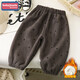 babyjianle冬季寶寶男童兒童褲子女童衛褲加絨褲童褲新款保暖褲童裝加厚外穿 羊駝絨-棕色 100cm 適合90-100cm