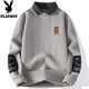 花花公子（PLAYBOY）襯衫領(lǐng)毛衣男秋冬款加絨加厚假兩件針織衫男寬松休閑內搭毛線(xiàn)衣服 M9901卡其色 XL