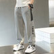 淘尼鼠男童褲子大中童裝長褲兒童寬松2024夏天新款男孩休閑防蚊褲夏季薄 D058【灰色】 140