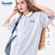 Hello Kitty玉桂狗女童短袖T恤春夏新款兒童POLO衫上衣大童洋氣衣服寬松童裝 冰藍 GGY003 160