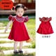 WONST周歲女寶寶禮服夏季生日抓周紅連衣裙中式國風(fēng)緞面公主裙女孩衣服 紅裙 80 cm 18斤內(nèi)穿