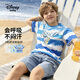 迪士尼（Disney）男女童純棉短袖T恤夏裝2025新款寶寶時尚半袖上衣中大童兒童衣服 斑駁藍彩【男】 140