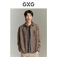 GXG男裝  雙色滿(mǎn)身激光印花親膚長(cháng)袖襯衫外套GEX10314713 灰綠色 XL