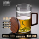 品喻（PINYU）泡茶杯家用高硼硅玻璃杯水杯月牙過(guò)濾帶蓋馬克杯男士辦公喝茶杯子