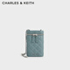 CHARLES&KEITH菱格鏈條斜挎迷你手機包女生日禮物CK2-00701397 Slate Blue灰藍色 XS