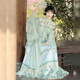 勤馳明制漢服女全套或錦蘭花瑤長衫重工刺繡云肩馬面裙套裝春夏款 綠色長衫套裝 M 均碼
