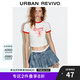 UR2025夏季新款女裝復(fù)古休閑趣味印花撞色領(lǐng)短袖T恤UYY450119 本白 (偏短) M