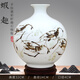 梟庭閣景德鎮陶瓷器手繪蝦趣石榴小花瓶客廳裝飾品辦公室現中式工藝擺件 墨彩蝦趣石榴瓶