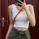妙奕嘉白色吊帶背心女帶胸墊可外穿無袖工字背心打底純欲上衣辣妹內(nèi)搭 白色露臍背心【帶胸墊】 均碼