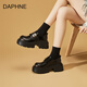 DAPHNE達芙妮真皮樂(lè )福鞋2025春季新款小個(gè)子增高英倫風(fēng)小皮鞋厚底百搭單鞋 黑色 36