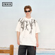 英克斯（inxx）甲骨文書(shū)法印花T恤男國風(fēng)潑墨設計感寬松休閑短袖五分袖 白色 S