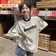 花語志短袖女t恤寬松衣服女裝夏季2025新款韓版高顏值半袖顯瘦遮肚上衣 美式字母三條杠短袖【淺灰】 M 【建議110-130斤】